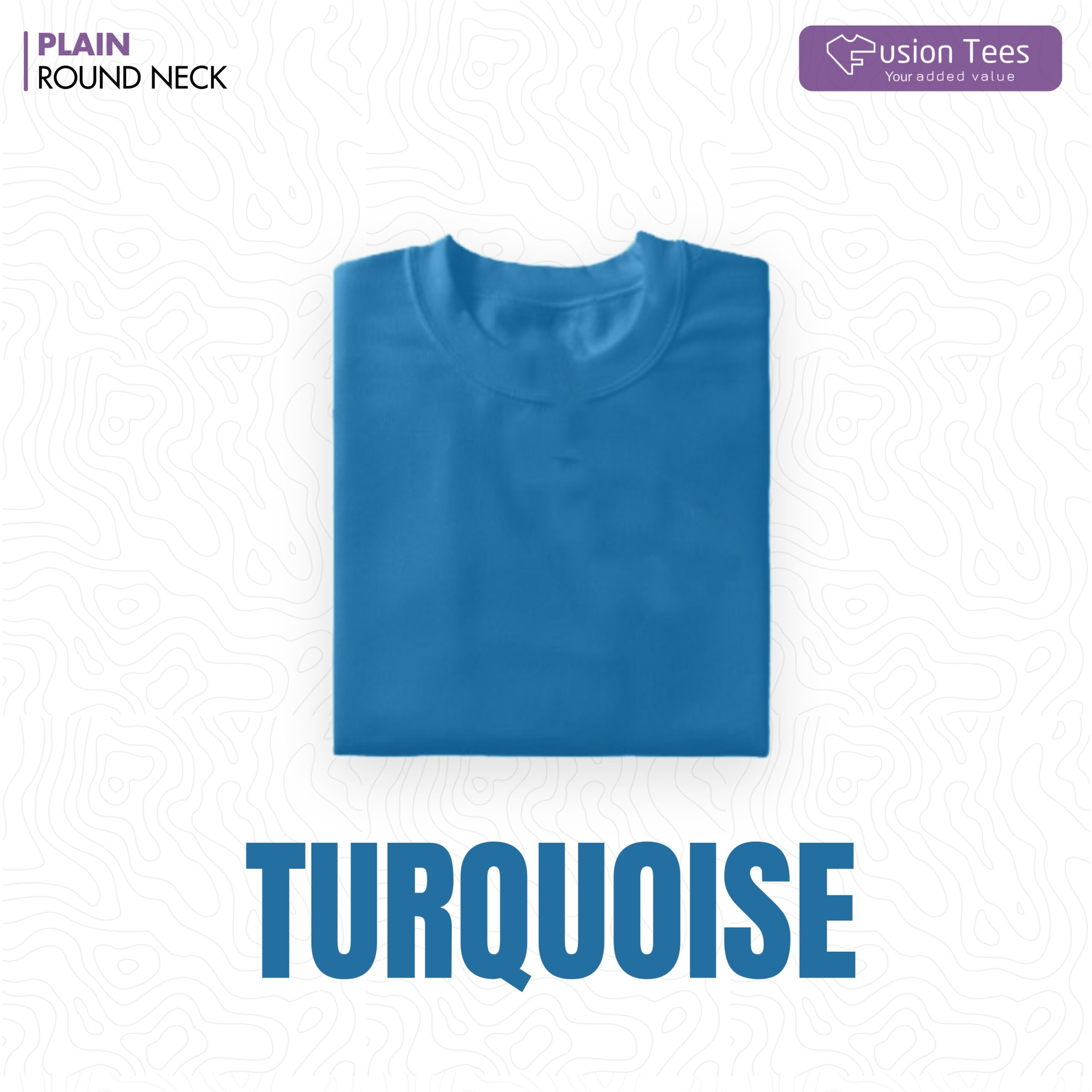 Turquoise Color - Cotton blend, Round neck, Half-Sleeves T-shirt - Image 2