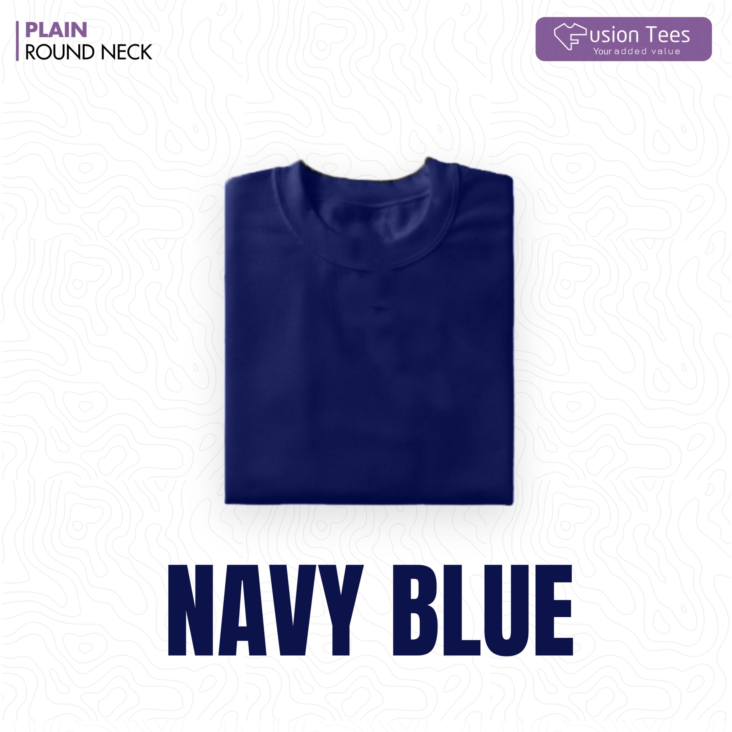 Navy Blue Color - Cotton blend, Round neck, Half-Sleeves T-shirt - Image 3