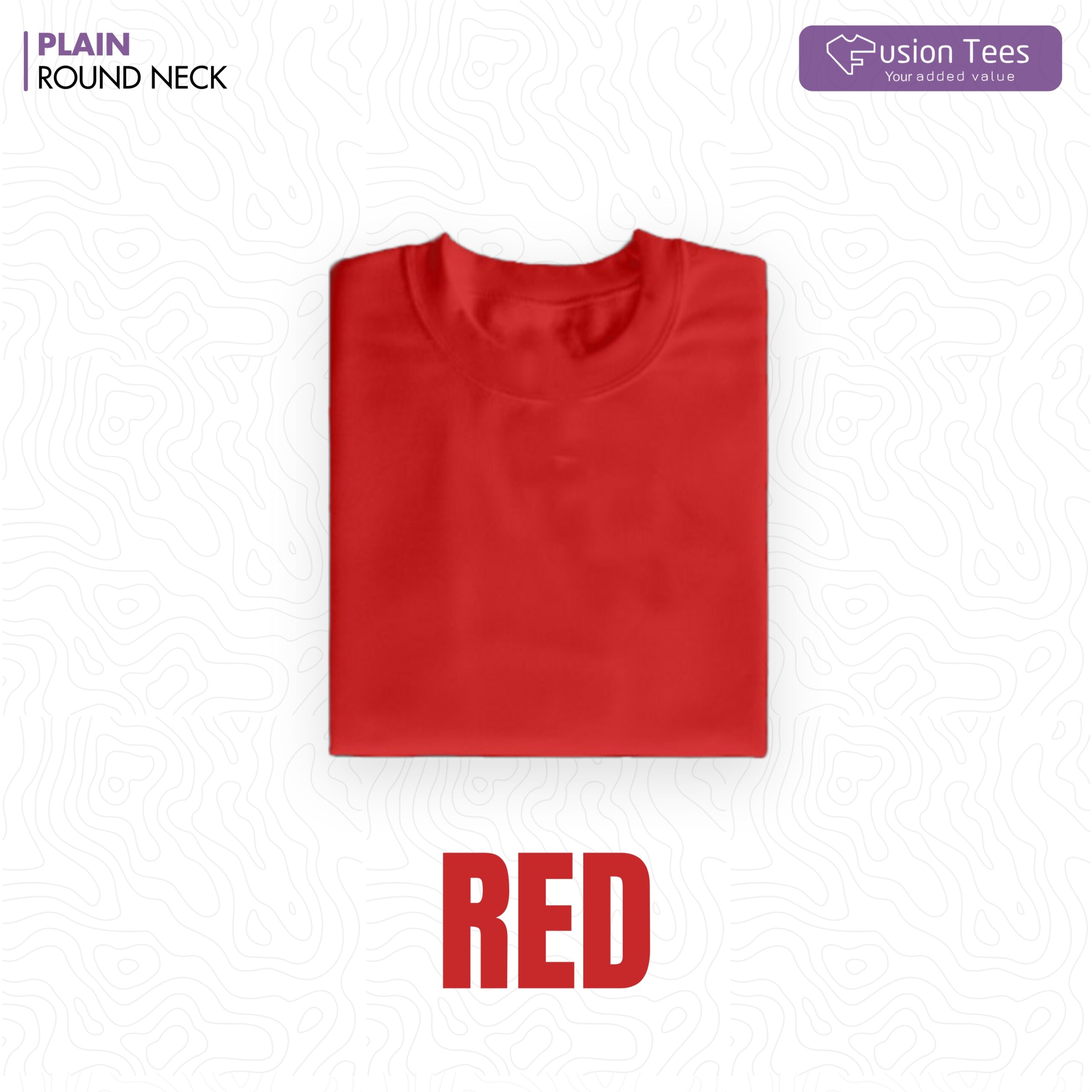 Red Color - Cotton blend, Round neck, Half-Sleeves T-shirt - Image 3